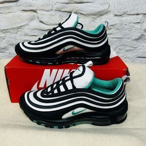 Nike Air Max 97 Black Clear Emerald Green White Sneakers 921826-013 Men's 8.5